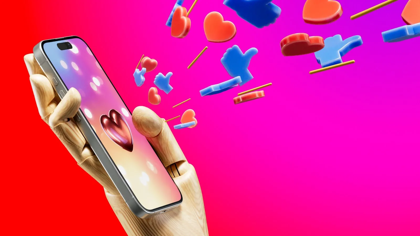 スマートフォンを手に持って画面を見ている手元